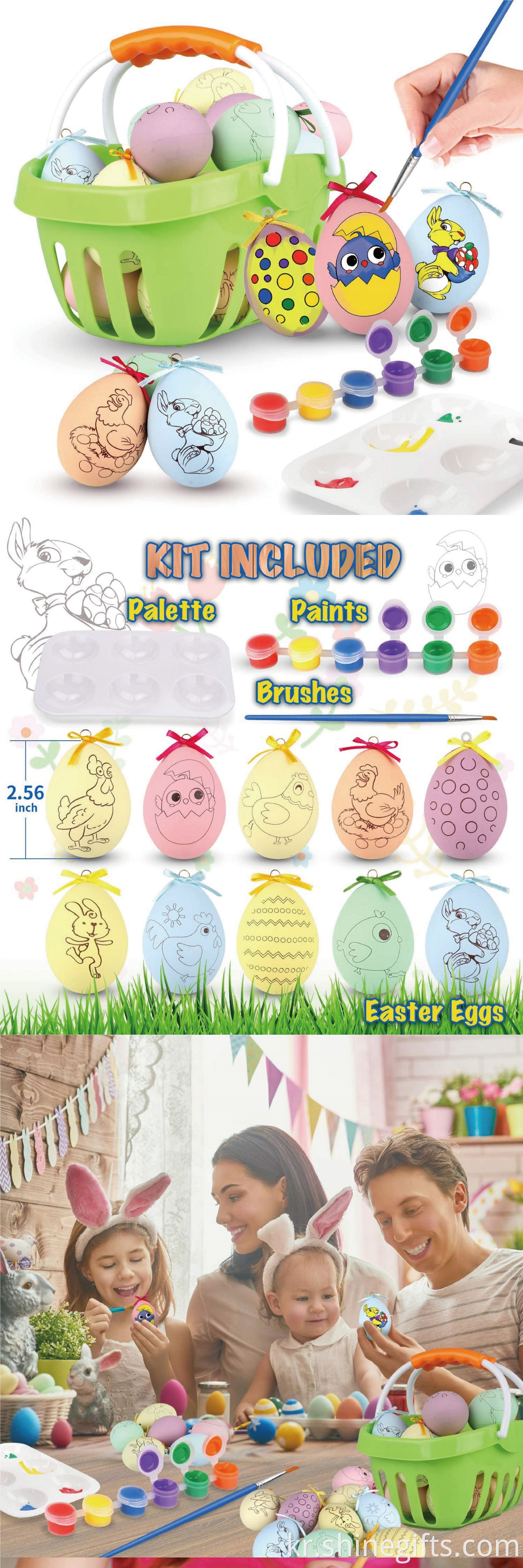 New Design Diy Doodle Toys Easter Egg Decorator Kit Plastic Rabbit Painting Egg For Children